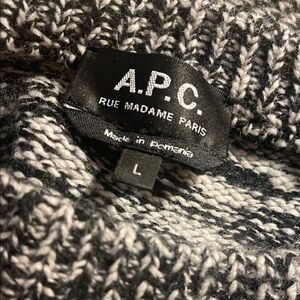 A.P.C. Men's size large black and white wool blend sweater